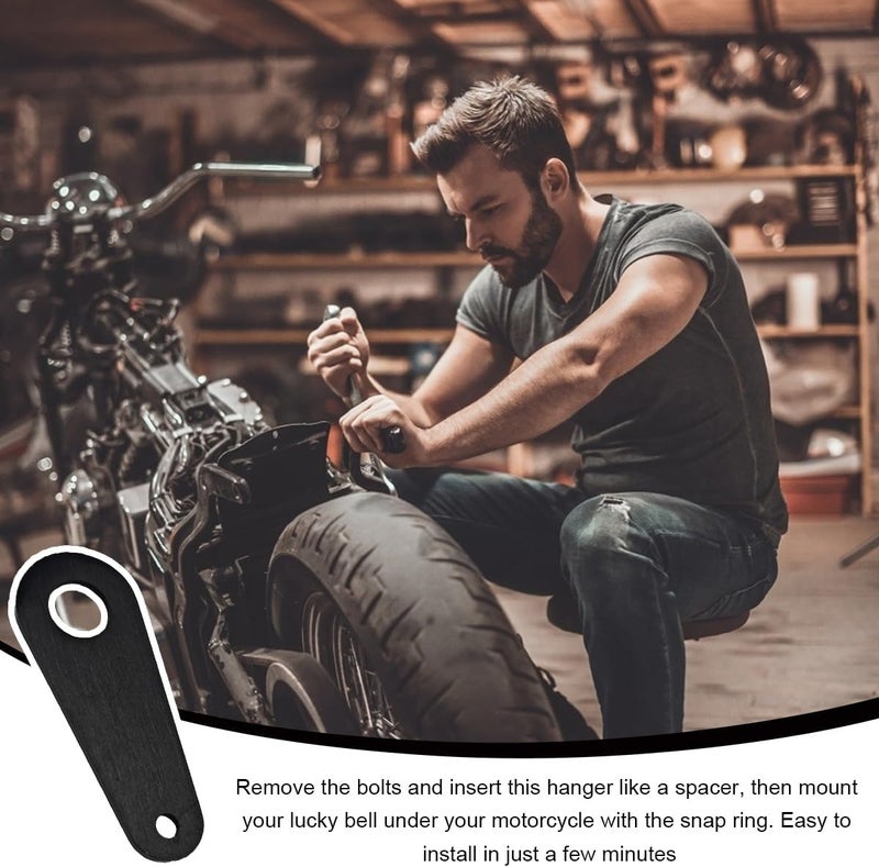 KVAEY Motorcycle Bell Hanger, Good Luck Riding Motor Hanger with Split Ring, Metal Biker Bell Hanger Fits for Most Bells (Black, Style B) - Image 5